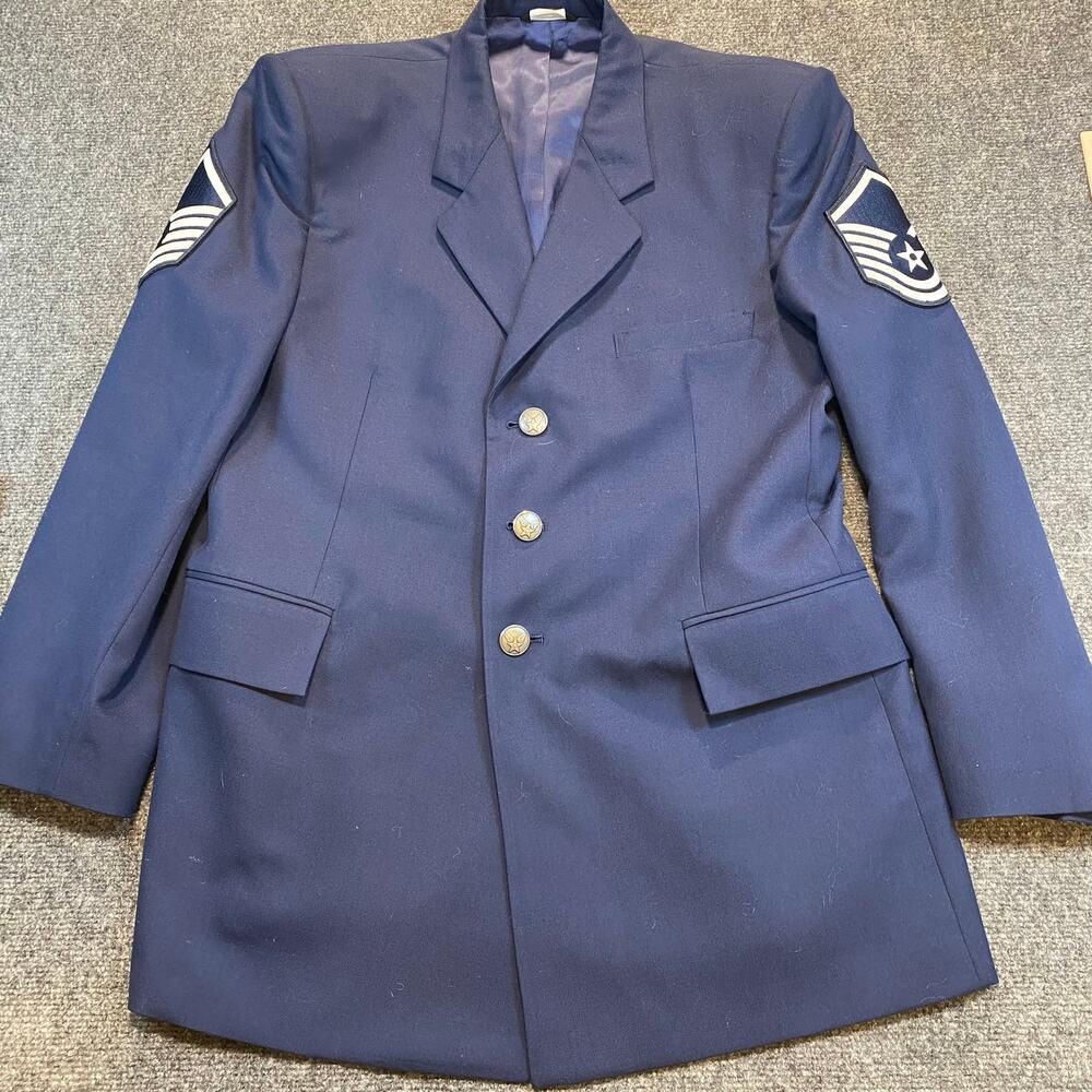 DSCP Mens 44R US Air Force Vintage Enlisted Service Dress Coat Blue Jacket Wool